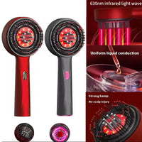 Red light scalp therapy massager device showing the brush head and LED light panel